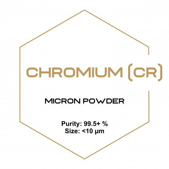 Chromium (Cr) Micron Powder Purity: 99.5+%, Size: <10 µm