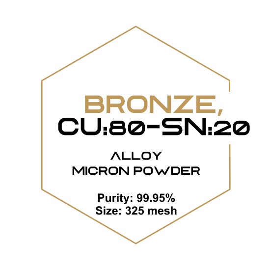 Copper Tin (Bronze, Cu:80-Sn:20) Alloy Micron Powder, Purity: 99.95%, Size: 325 mesh-Microparticles-