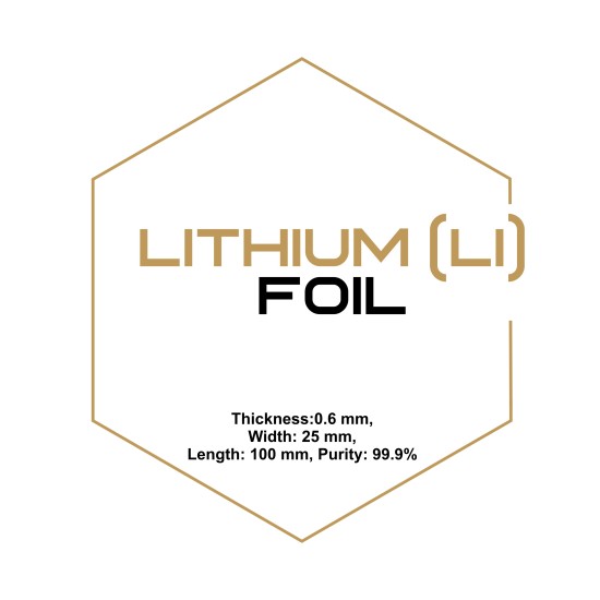 Lithium (Li) Foil Thickness:0.6 mm, Width: 25 mm, Length: 100 mm, Purity: 99.9%-Foils for Batteries-