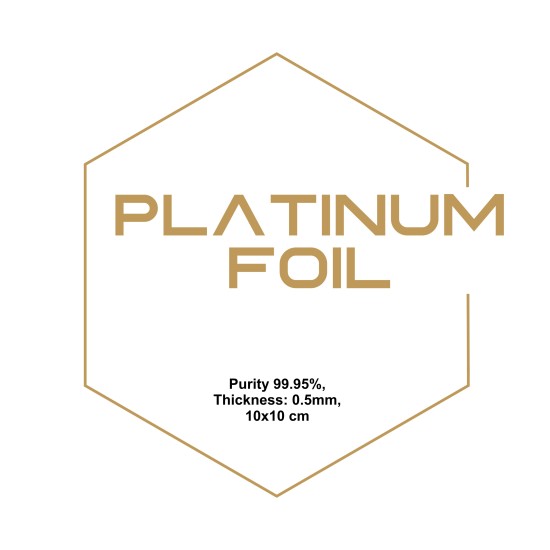 Platinum Foil, Purity 99.95%, Thickness: 0.5mm, 10x10 cm-Foils for Batteries-