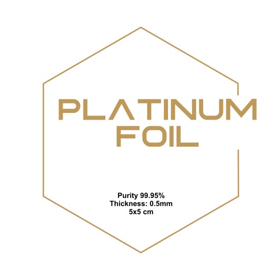 Platinum Foil, Purity 99.95%, Thickness: 0.5mm, 5x5 cm-Foils for Batteries-