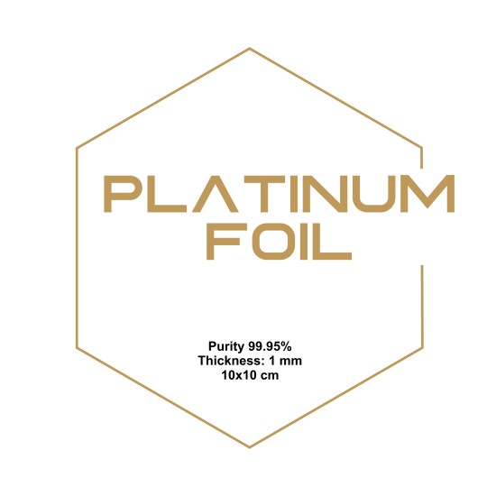 Platinum Foil, Purity 99.95%, Thickness: 1 mm, 10x10 cm-Foils for Batteries-