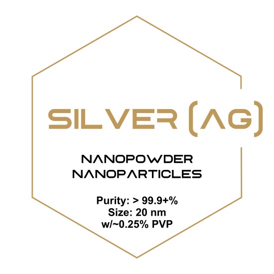 Silver (Ag) Nanopowder/Nanoparticles, Purity: > 99.9+%, Size: 20 nm, w/~0.25% PVP-Nanoparticles-